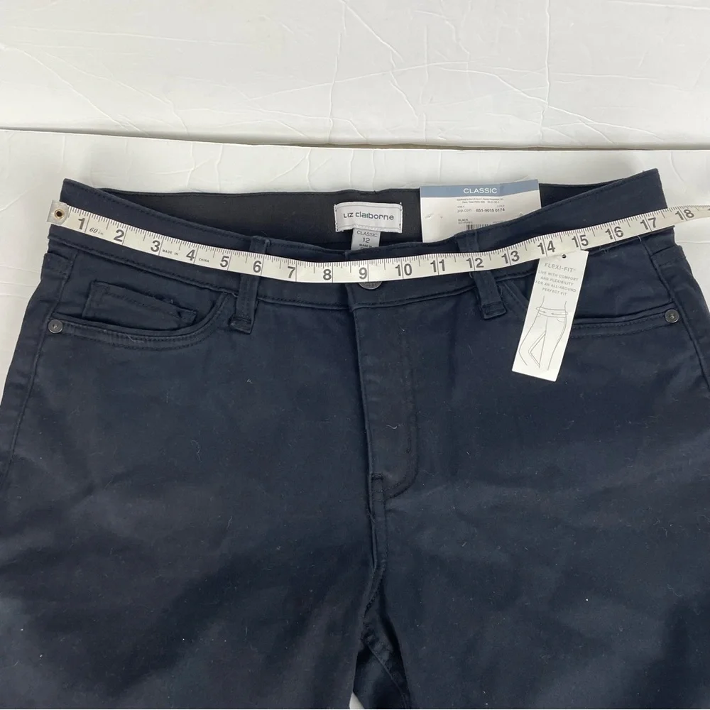 NWT‎ Liz Claiborne Black Classic Skinny Jeans Size 12 Flex Fit - Picture 12 of 14